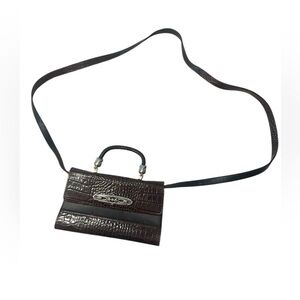 Brighton purse crossbody wallet braided handle brown black leather silver